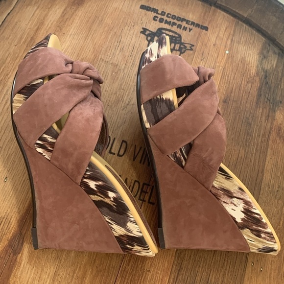 Via Spiga | Brown Suede Slip On Platform Heels 6.5 - Picture 10 of 17